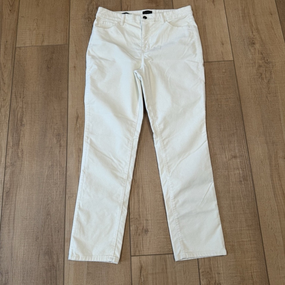 Talbots Women's 10P Velveteen Straight Leg Pants‎ Cream High Rise Stretch